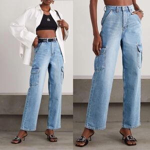 The Frankie Shop Kai Cargo Blue Denim Jeans XS